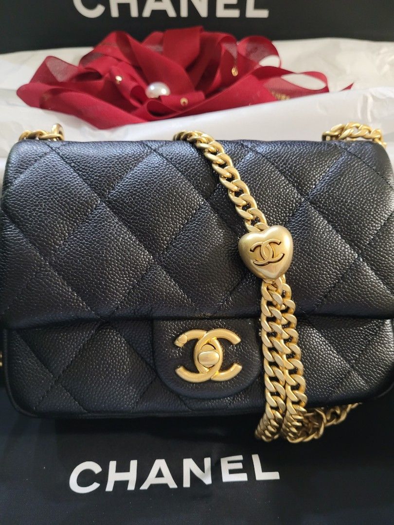 Chanel 23P Mini Flap (20cm) with Heart Adjustable Chain, Luxury, Bags &  Wallets on Carousell