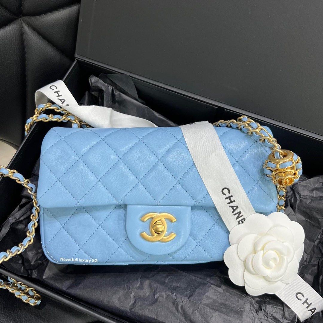Chanel 2021 Rectangular Mini Flap Bag - Blue Crossbody Bags