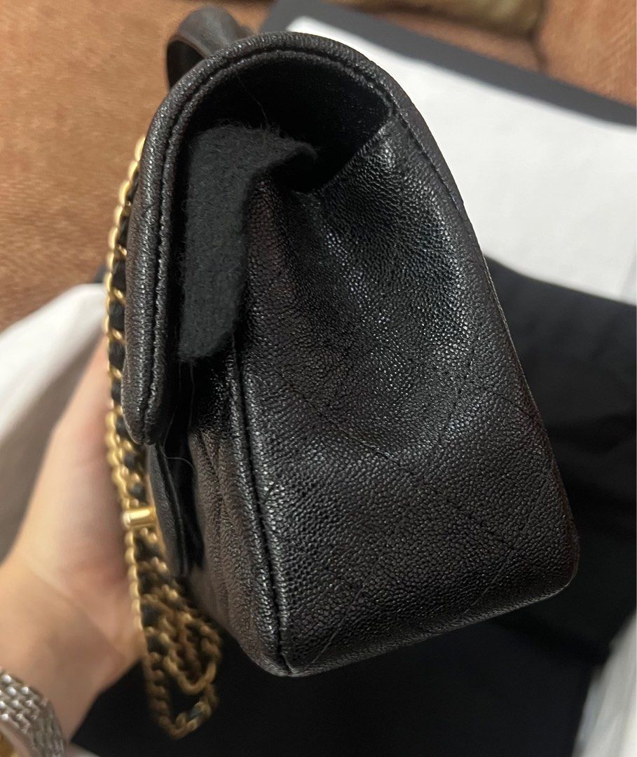 Chanel mini top handle black caviar ghw, Luxury, Bags & Wallets on