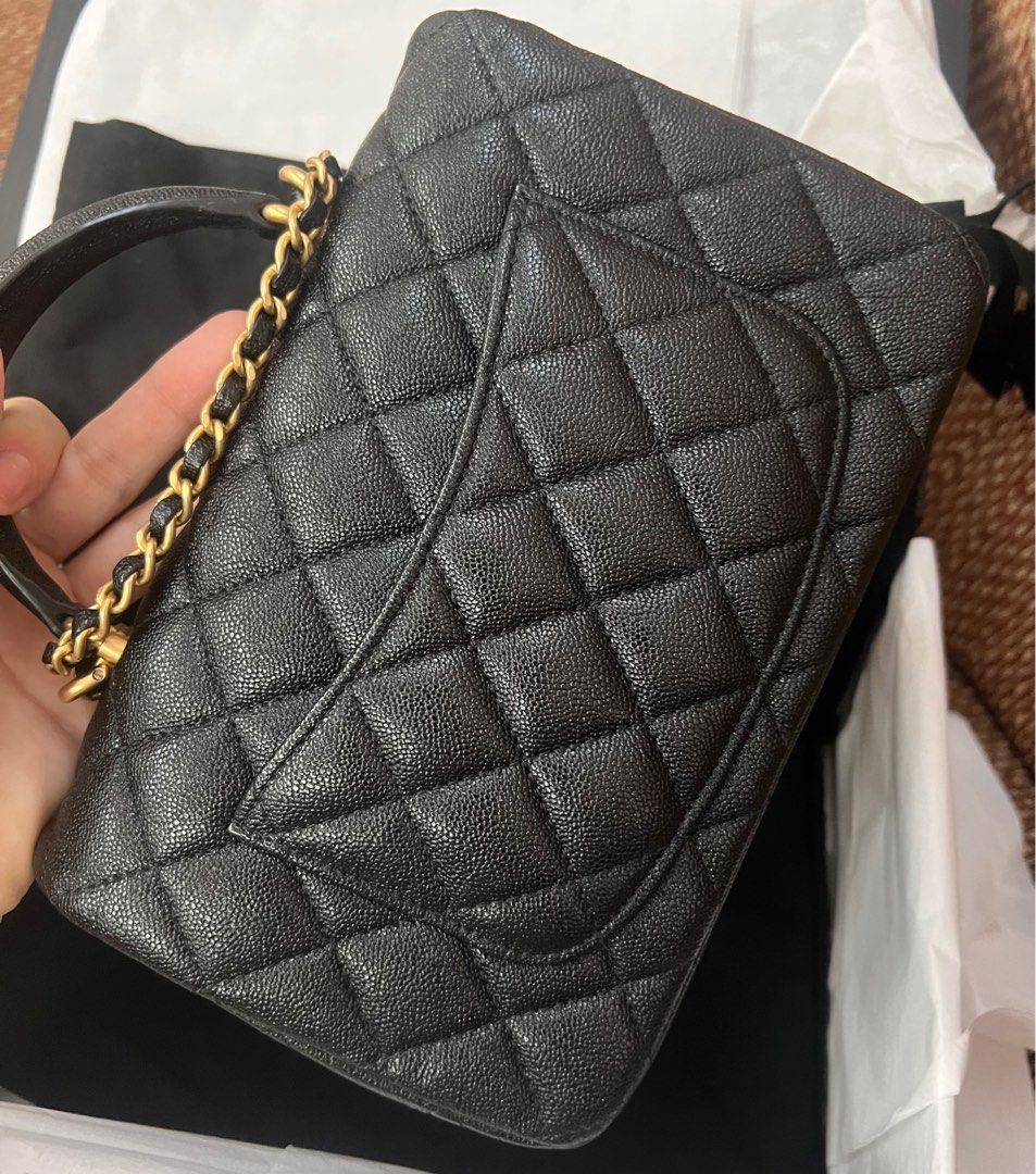 Chanel mini top handle black caviar ghw, Luxury, Bags & Wallets on