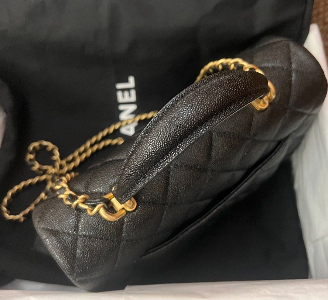 Chanel mini top handle black caviar ghw, Luxury, Bags & Wallets on