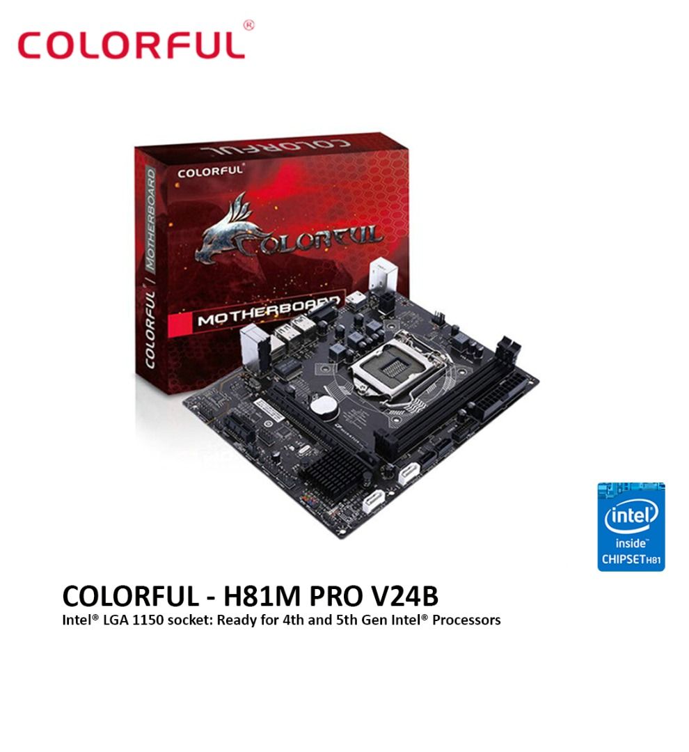 COLORFUL H81M PRO V24B LGA1150 Mainboard Computers Tech Parts