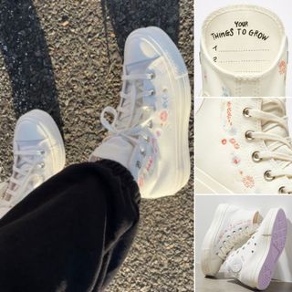 CONVERSE 厚底鞋  刺繡 🇰🇷韓國直送 converse   ✨️  Chuck Taylor All Star Lift Things To Grow Egret   ✨️  converse代購  波鞋63016072289282110