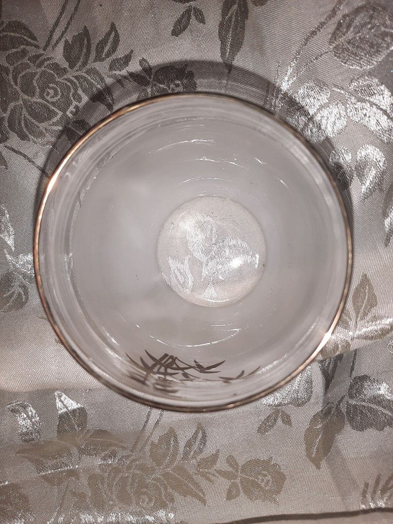 Shot glass frosted 2 pcs same design with 1 free different pattern (Category: Other Kitchenware & Tableware) located in Manila. Submitted by luckycharm_215 (Listing ID 1214860850, Image 2). Description: gold lining the other one is more darker(freebie).