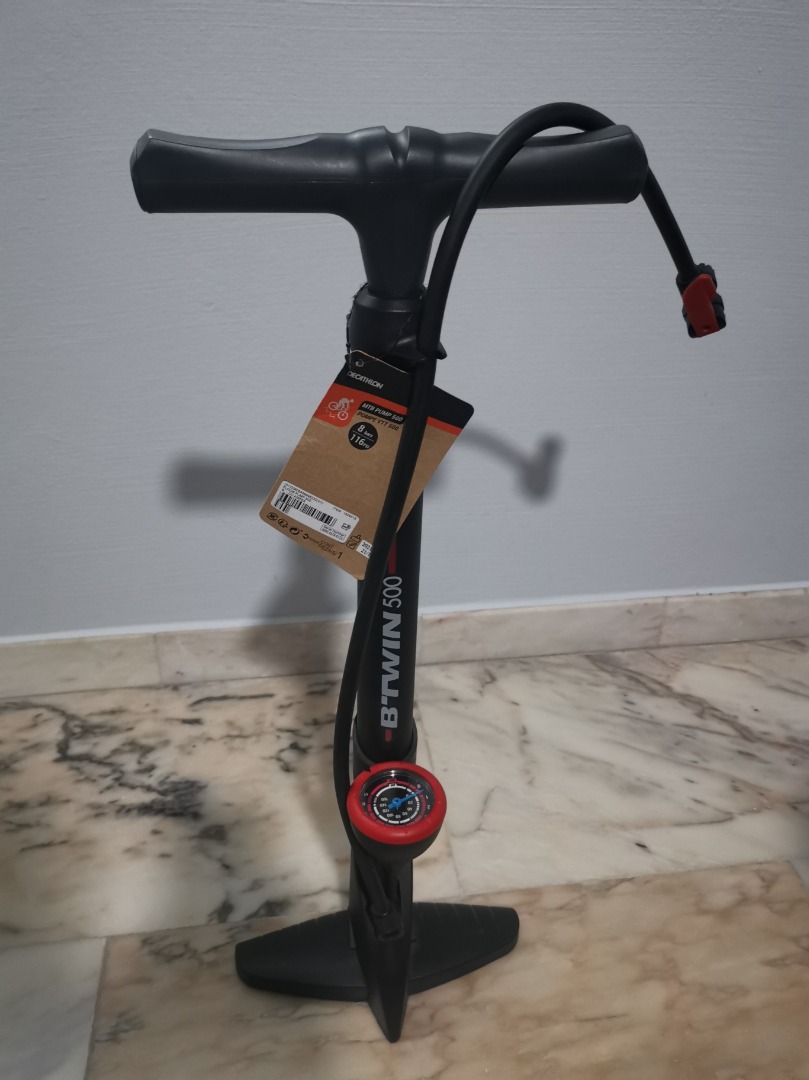 Decathlon Bicycle Floor Pump Btwin 500 Black Sports Equipment