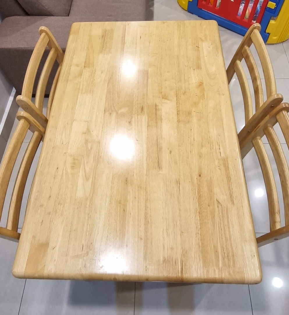 Dining Table Meja Makan with 4 Chairs (Johor), Furniture & Home Living