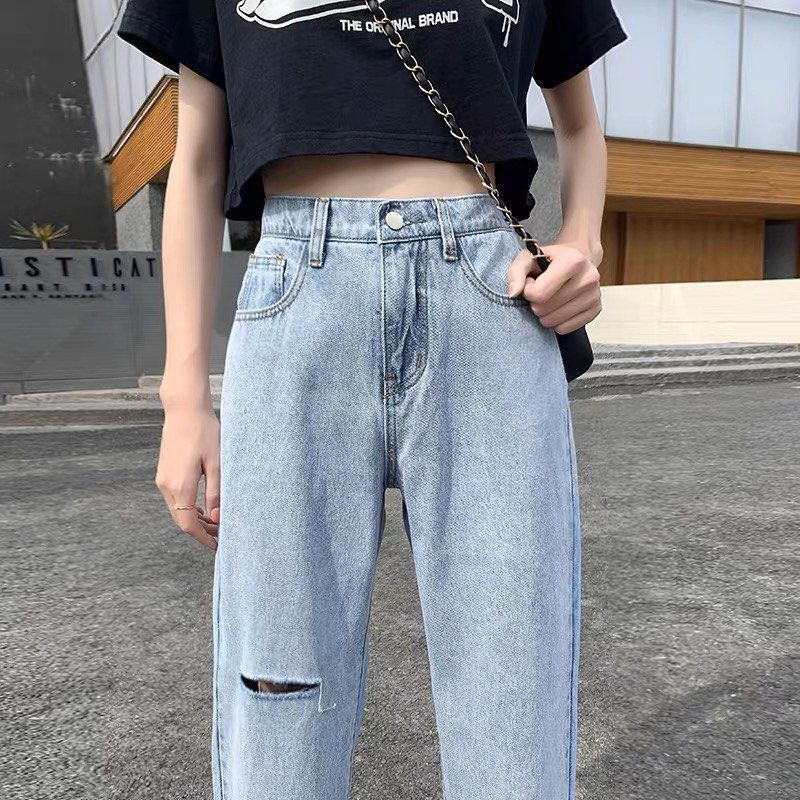 PDGJG Summer Korean Fashion Ladies Vintage Denim Trousers Women