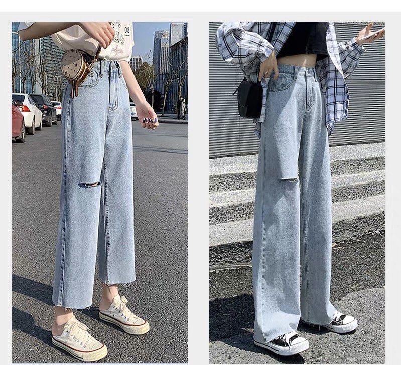 Retro Wide-leg Ripped Jeans – The Korean Fashion