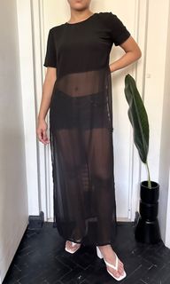 Forever 21 black see through dress with two slits on each side