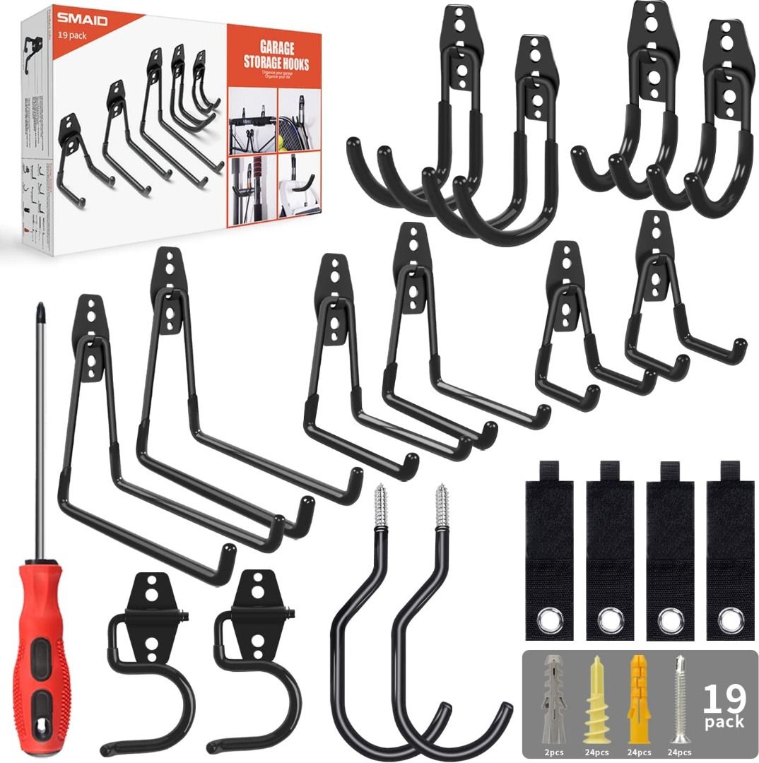 Garage Hooks, 19 Pack Heavy Duty Garage Storage Hooks Steel Tool