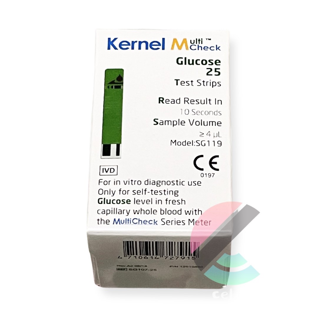 Glucose Test Strips For Kernel Multi Check Meter 25's, Health