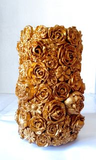 Metallic Bronze Flower Ensembles Vintage Ceramic Vase / Candle Holder Home Decor