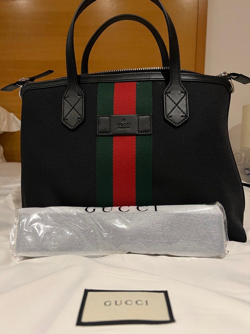 Gucci black handbag with stripe on sale