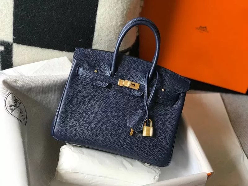 Hermes Birkin 30cm Bleu Agate Clemence Gold Hardware