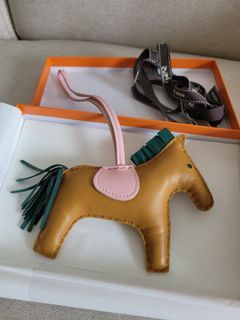 Hermes Bag Charm Rodeo Horse Milo PM Anemone/Bleu Izmir/Fauve in
