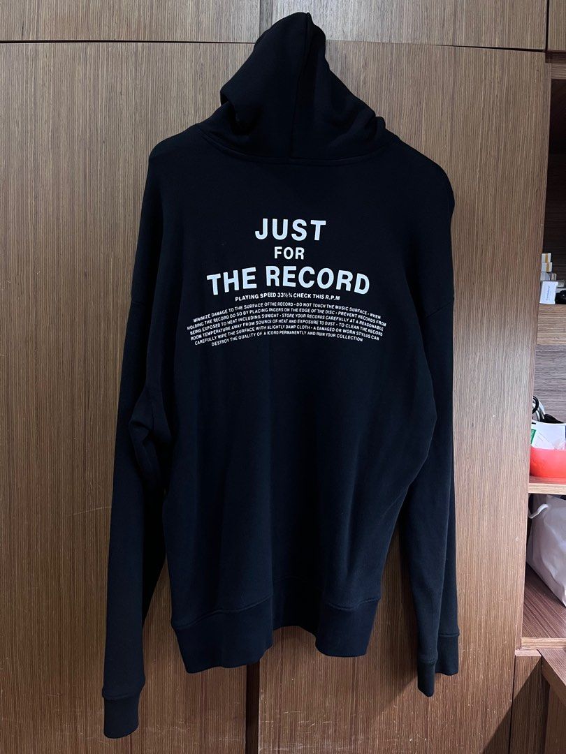 H M Black Record Player Hoodie Men s Fashion Tops Sets