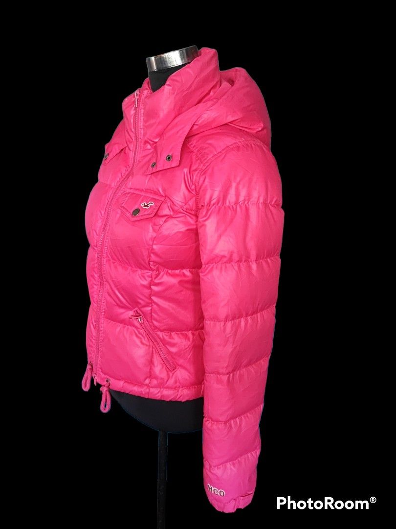 Hollister pink puffer jacket sales