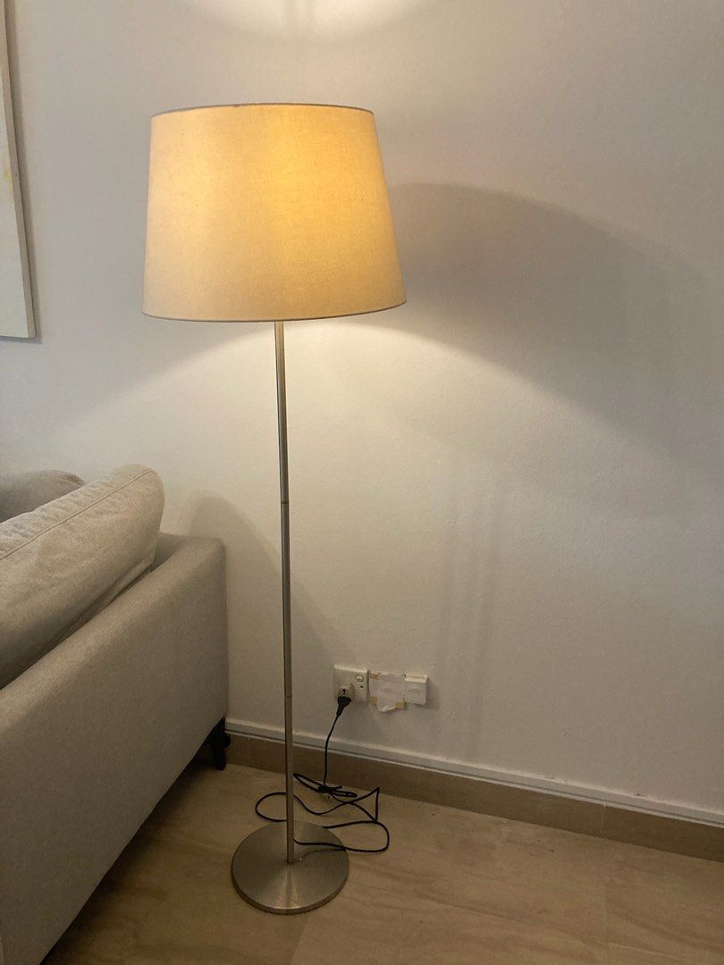 Ikea floor lamp, silver stem cream shade, Furniture & Home Living, Lighting & Fans, Lighting on ...