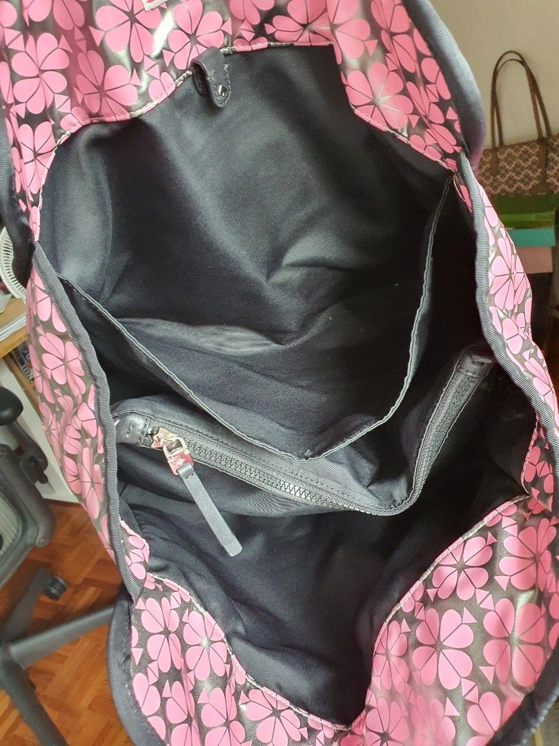 Kate spade flower waterproof large tote pink and silver