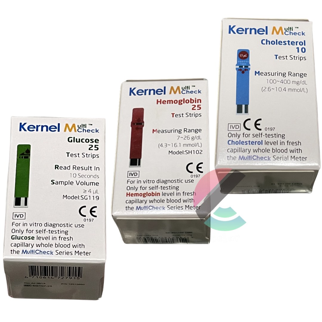 Kernel Multi Check 3 In 1 Test Strips Set Cholesterol 10's Glucose 25's