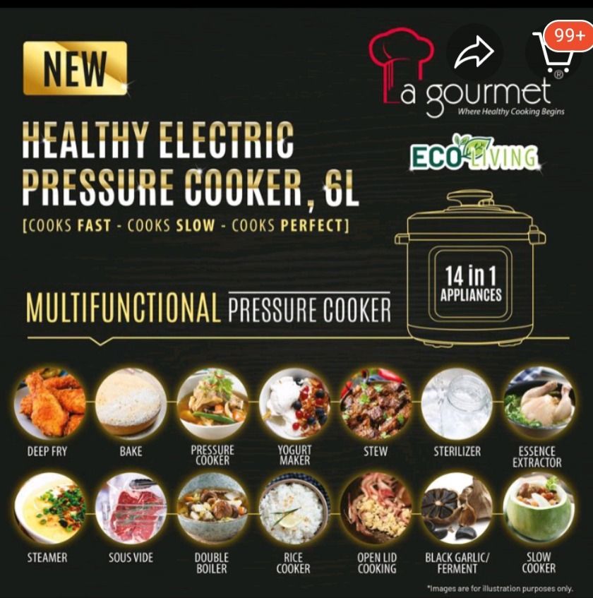 La Gourmet Electric Pressure Cooker XLTX60D17FY, TV & Home Appliances