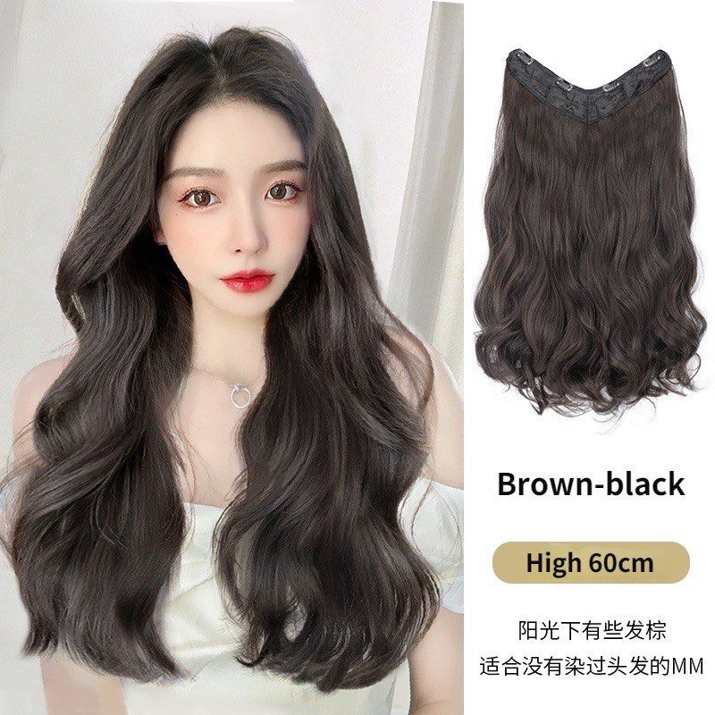 Long Brown Black Wave Hair Wig 60cm Beauty Personal Care