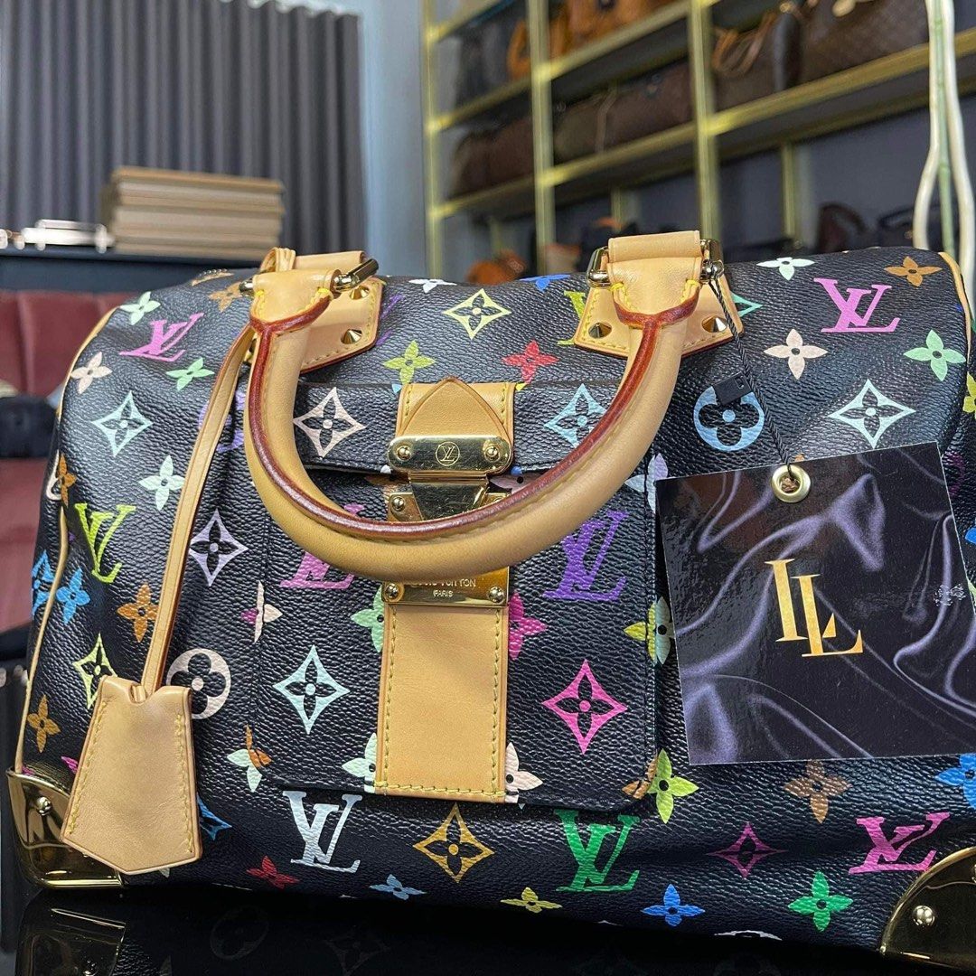 Louis Vuitton Black Multicolor Speedy 30, Luxury, Bags & Wallets on  Carousell
