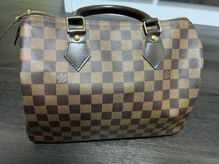 $1300 Louis Vuitton Damier Azur White Checker Speedy 30 Tote Bag