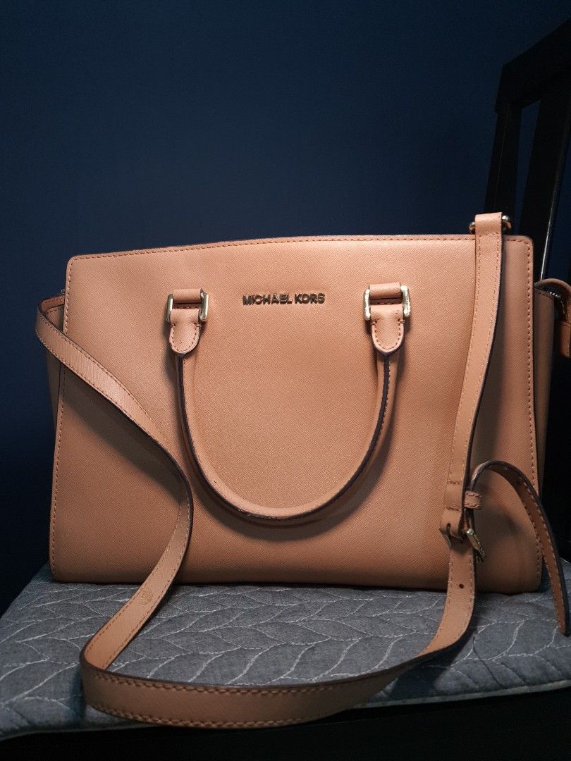 MICHAEL KORS Selma Dark Khaki Saffiano Leather Large Satchel Bag