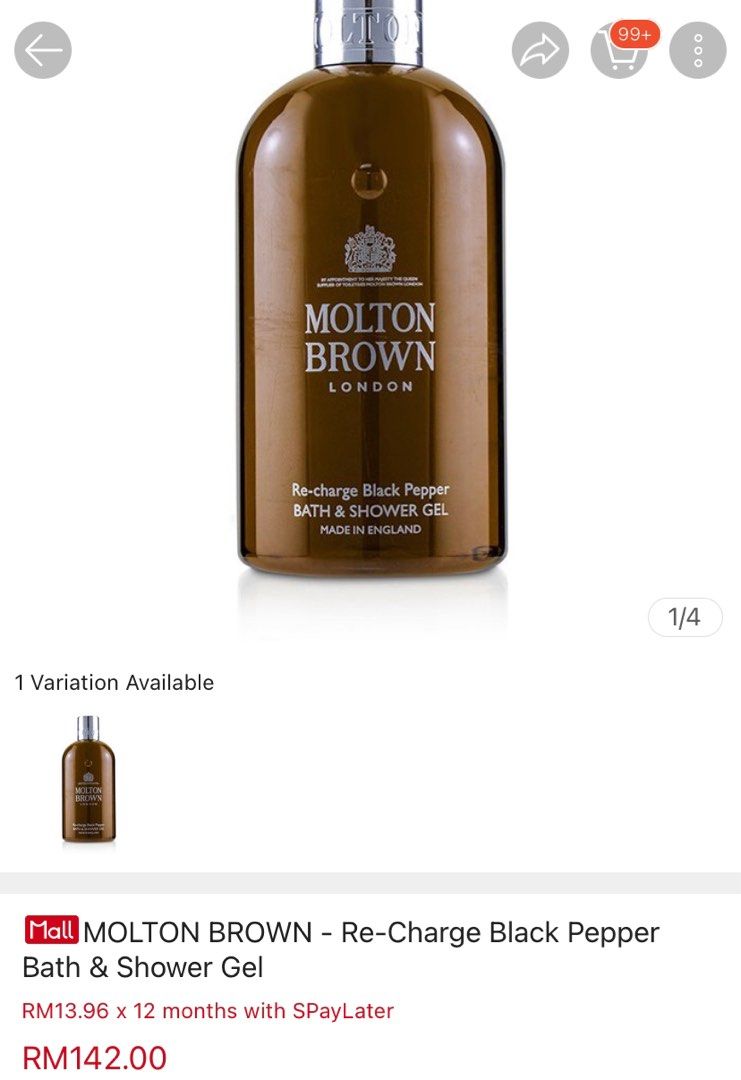 Molton Brown Shower Gel ReCharge Black Pepper, Beauty & Personal Care