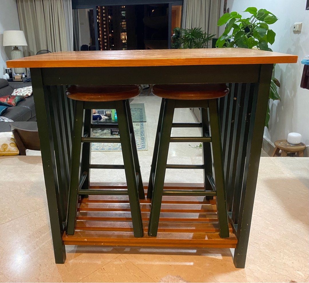 Multi utility Kitchen with two stools, Furniture & Home Living ...