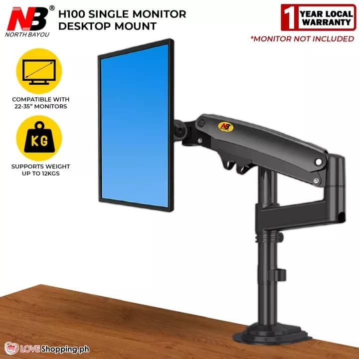 NB North Bayou Monitor Arm Desk Mount Ultra Wide Full Motion Swivel Long  Arm with Gas Spring for 22''-35''Monitors from 6.6 to 26.4lbs Height