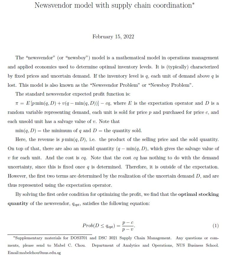 NUS DOS3701 Supply Chain Management, Hobbies & Toys, Books