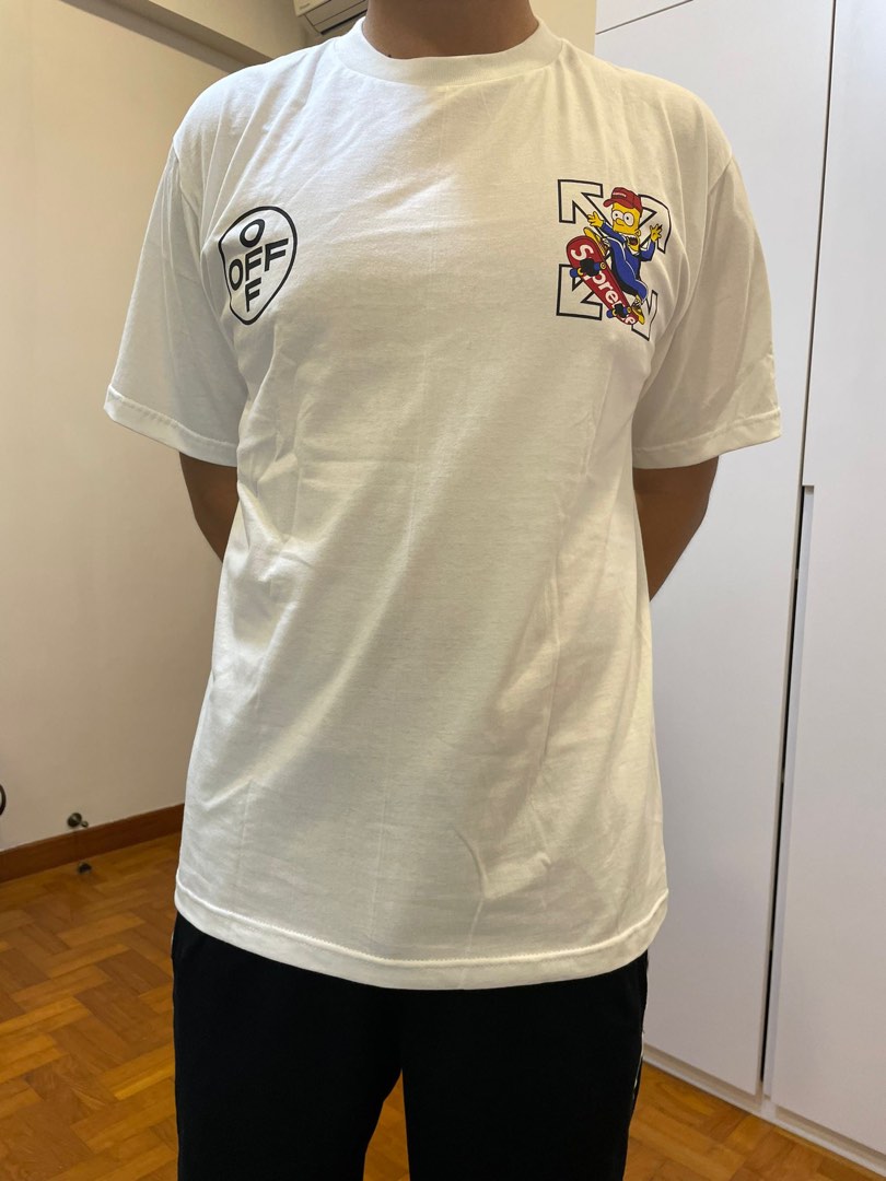 OFF WHITE x Supreme Simpsons T shirt Men s Fashion Tops Sets