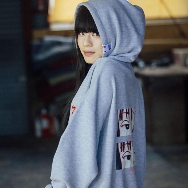 OVERPRINT EYES back pile Hoodie (ask heather gray) Over Print, 男