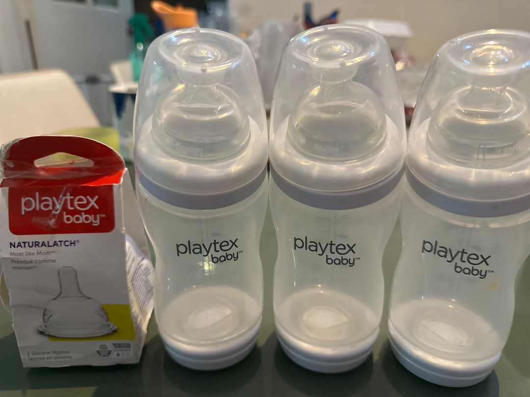 Playtex bottle with extra 2 nipples 0 3months slow Babies Kids