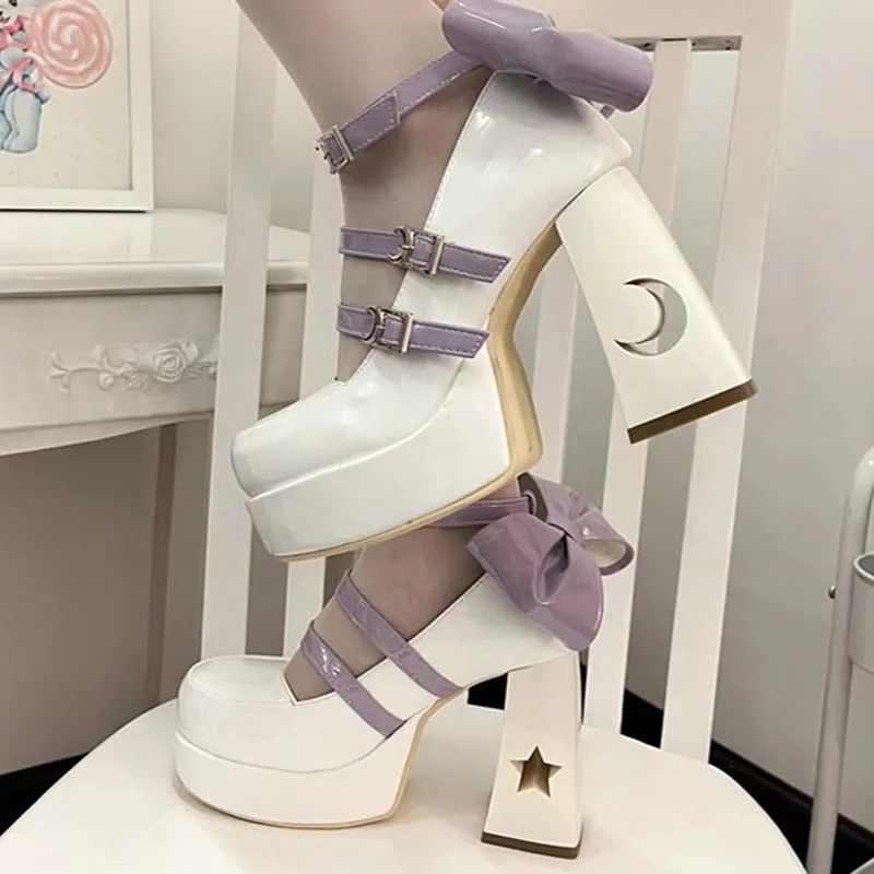 PO y2k lolita chunky platform high heelss shoes Women s