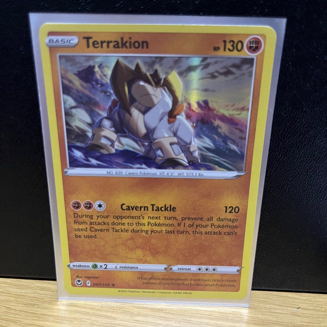 Pokemon Terrakion 097/195 Rare Holo silver tempest, Hobbies & Toys, Toys &  Games on Carousell