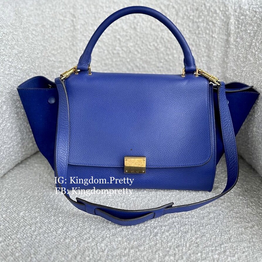 Preorder Celine Trapeze Small Size Trapeze In Blue, Gold Hardware Top Handle Flap, Luxury, Bags