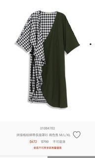 QUEENSHOP 拼接格紋綁帶長版罩衫 綠 #23初夏時尚