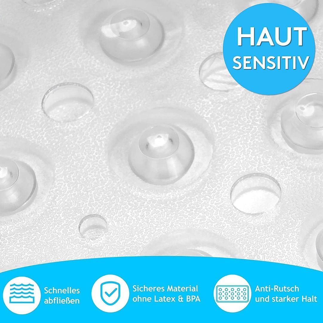 Round Non-slip Anti-mold Bath Mats 55x55 Cm, Machine Washable Bathroom Mat  With Suction Cup, Antibacterial, Children's Shower Mat With Drainage Holes