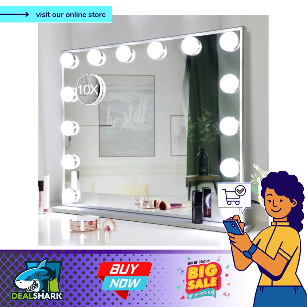 (readystock) BEAUTME USA Hollywood Vanity Mirror with Lights,Lighted Makeup Dressing  Tabletop or Wall Mounted Beauty Mirrors with Dimmer,14pcs Led Bulbs and 10X  Magnification Spot Cosmetic Mirror Included (silver)…, Furniture  Home  Living ...