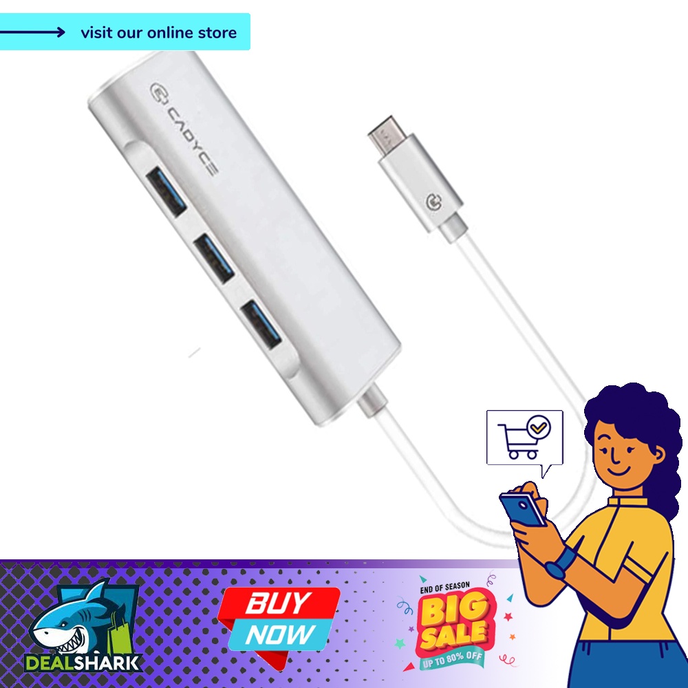 (readystock) Cadyce USBC to 3 Port USB 3.0 Hub with Gigabit