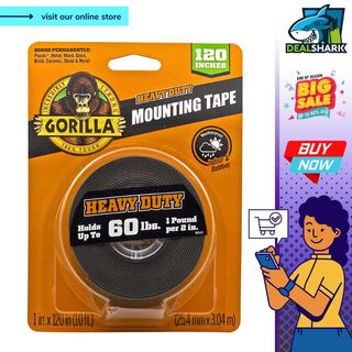 Gorilla Heavy Duty Double Sided Mounting Tape, 1 Inch x 60 Inches