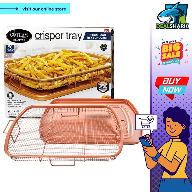 Gotham Steel Nonstick Copper Crisper Tray - Air Fry In Your Oven 2 pc. Set  ASOTV