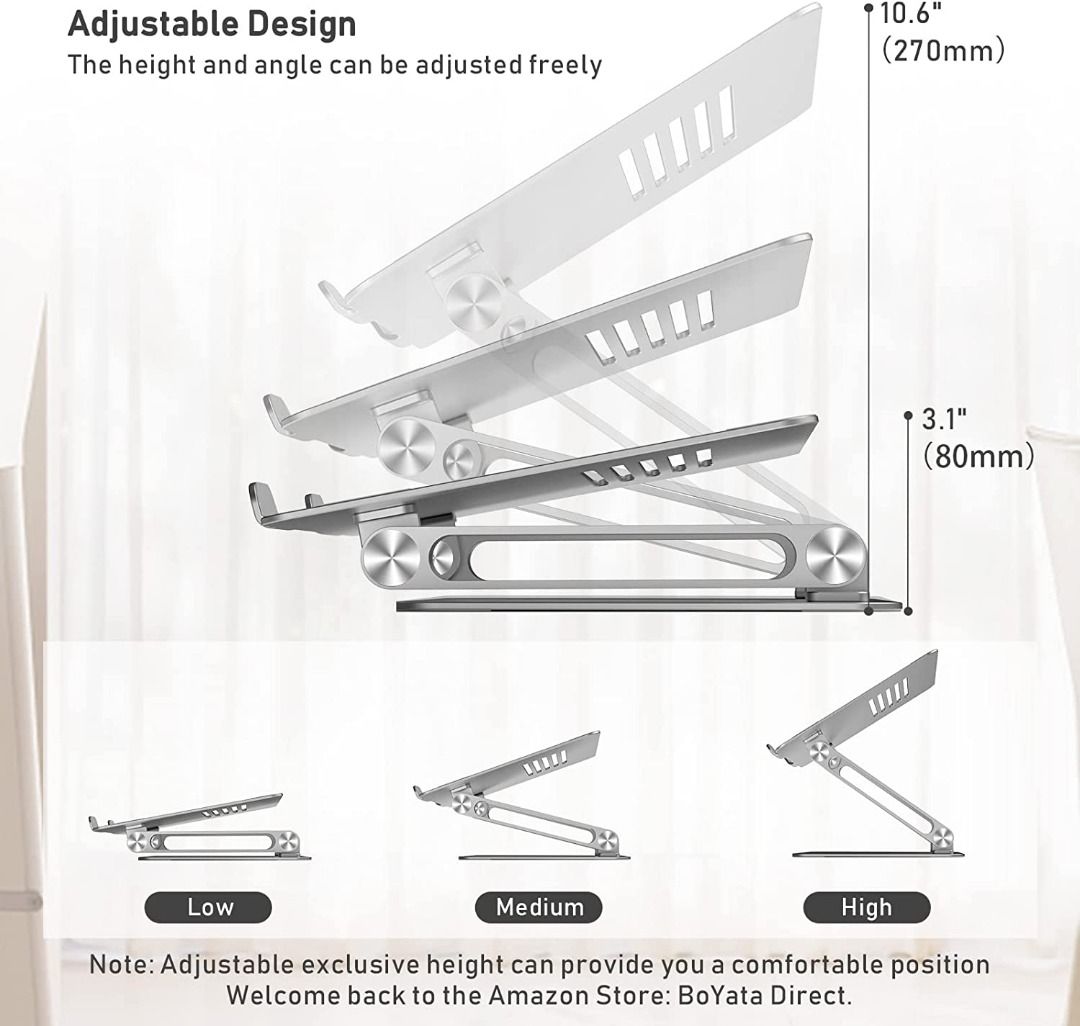 (readystock) Laptop Stand, Boyata Adjustable Laptop Riser Ergonomic ...