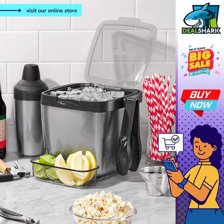 Oxo good grips double wall ice bucket with tongs and garnish tray hot sale