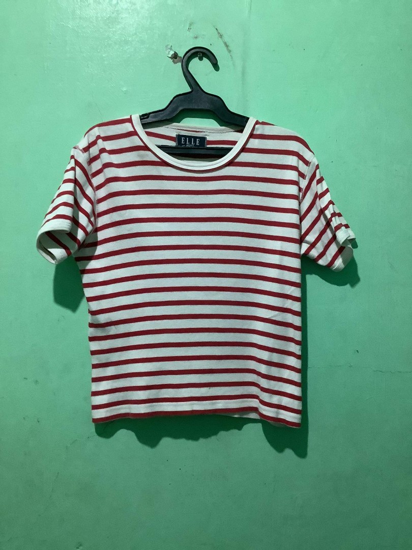 Red And White Striped Shirt, Women'S Fashion, Tops, Shirts On Carousell