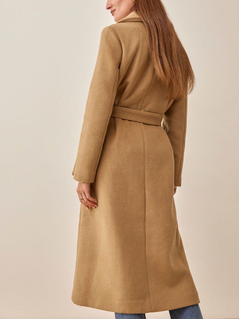 Reformation Greenwich Camel Coat in XS