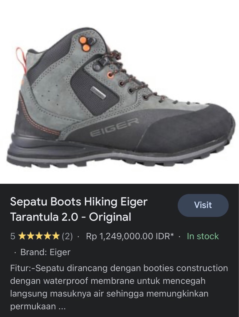 Sepatu boots hiking eiger tarantula ukuran 43, Fesyen Pria, Sepatu